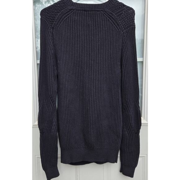 NWT French Connection Mens M Black Sweater Transfer Rib Crewneck Jumper Long - Picture 2 of 15
